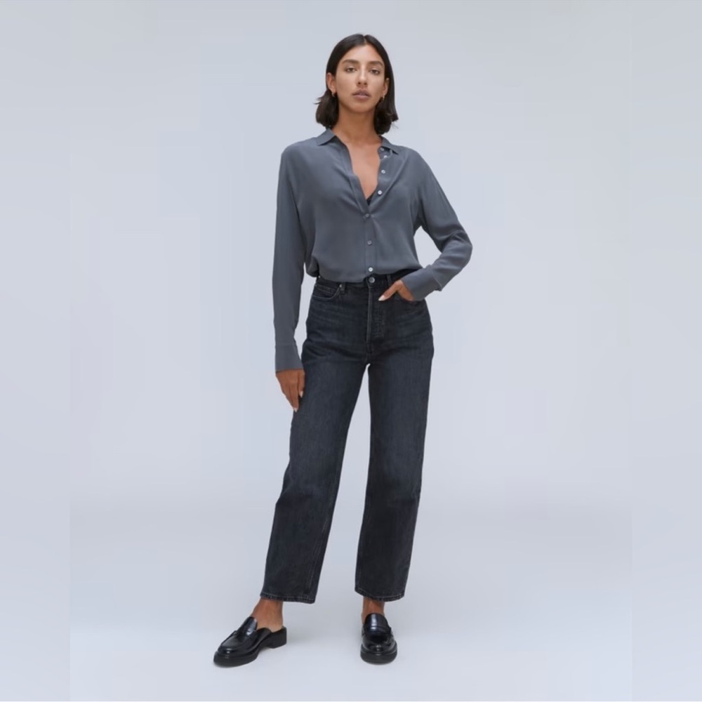 Everlane The Rigid 90s Way-High Jean in Worn-In Black Size: 34 LONG, NWT